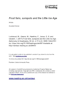 Frost Fairs, Sunspots and the Little Ice Age