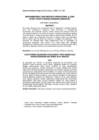 Implementing Lean Service Operations: a Case Study from Turkish Banking Industry