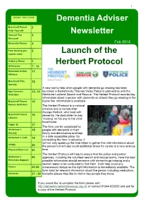 Launch of the Herbert Protocol Dementia Adviser Newsletter