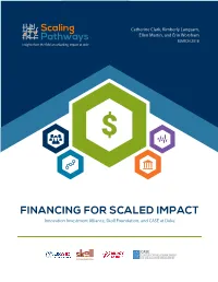 Scaling Pathways- Financing for Scaled Impact