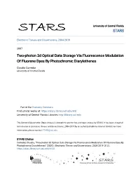 Two-Photon 3D Optical Data Storage Via Fluorescence Modulation of Fluorene Dyes by Photochromic Diarylethenes