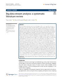 Big Data Stream Analysis: a Systematic Literature Review