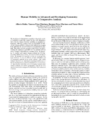 Human Mobility in Advanced and Developing Economies: a Comparative Analysis