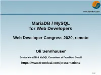 Mariadb / Mysql for Web Developers