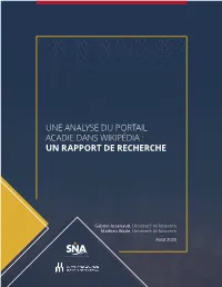 Une Analyse Du Portail Acadie Dans Wikipedia