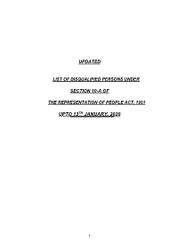 Updated List of Disqualified Persons Under Section 10-A