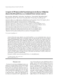 A Report of 38 Unrecorded Bacterial Species in Korea Within the Classes Bacilli and Deinococci Isolated from Various Sources