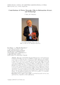 Contributions of Florin Gheorghe Filip in Information Science and Technology