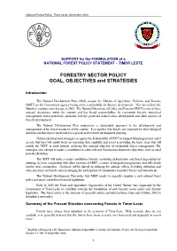 FORESTRY SECTOR POLICY GOAL, OBJECTIVES and STRATEGIES