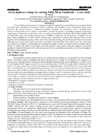 Green Highway Ratings for Existing NH& SH in Tamilnadu – a Case Study