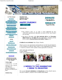 In This Issue Links Mincha in the Beit Midrash Parshat Tzav Shabbat