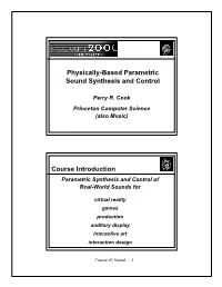 Physically-Based Parametric Sound Synthesis and Control