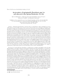 (Pyrgulopsis Spp.) in and Adjacent to the Spring Mountains, Nevada