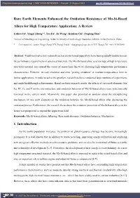 Rare Earth Elements Enhanced the Oxidation Resistance of Mo-Si-Based Alloys for High Temperature Application