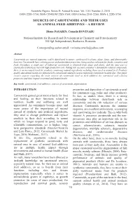 Sources of Carotenoids and Their Uses As Animal Feed