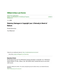 Statutory Damages in Copyright Law: a Remedy in Need of Reform