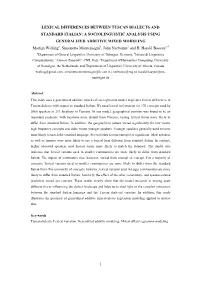 1 Lexical Differences Between Tuscan Dialects and Standard Italian: a Sociolinguistic Analysis Using Generalized Additive Mixed