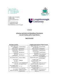 A Review and Statistical Modelling of Accidental Aircraft Crashes Within Great Britain MSU/2014/07