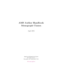 AMS Author Handbook Monograph Classes