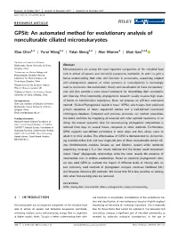 An Automated Method for Evolutionary Analysis of Nonculturable Ciliated Microeukaryotes
