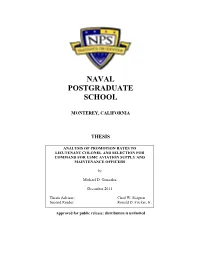 Analysis of Promotion Rates to Lieutenant Colonel and Selection for Command for Usmc Aviation Supply and Maintenance Officers