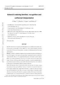 Asteroid Cratering Families: Recognition and Collisional Interpretation