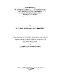 Biomimicry in Environmental Architecture Exploring the Concept and Methods of the Bio-Inspired Environmental Architectural Design
