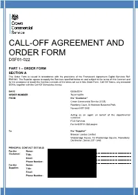 CALL-OFF AGREEMENT and ORDER FORM V3