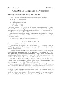 Chapter II. Rings and Polynomials