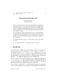 Factorisation of Germ-Like Series 1 Introduction