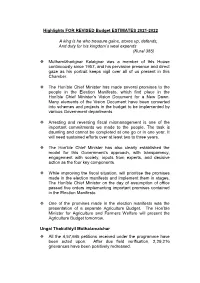 Highlights for REVISED Budget ESTIMATES 2021-2022