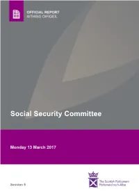 Social Security Committee, Joint Session with The