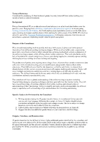 Terms of Reference Consultant for Producing 25 Short Technical Guides to Protect Yourself from Online Tracking on a Variety of Devices and Environments