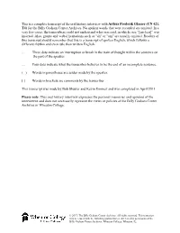 This Is a Complete Transcript of the Oral History Interview with Arthur Frederik Glasser (CN 421, T4) for the Billy Graham Center Archives
