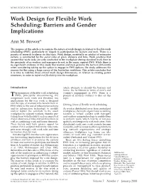 Work Design for Flexible Work Scheduling: Barriers and Gender Implications