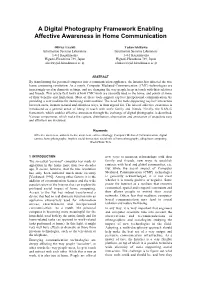 A Digital Photography Framework Enabling Affective Awareness in Home Communication