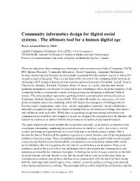 A Position Statement Community Informatics Design for Digital Social