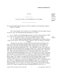 Enrolled Original 1 an Act in the Council of the District