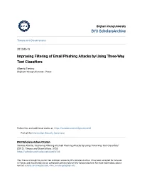 Improving Filtering of Email Phishing Attacks by Using Three-Way Text Classifiers
