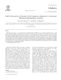 Indel Information Eliminates Trivial Sequence Alignment in Maximum Likelihood Phylogenetic Analysis