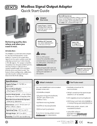 Modbus Signal Output Adapter Quick Start Guide
