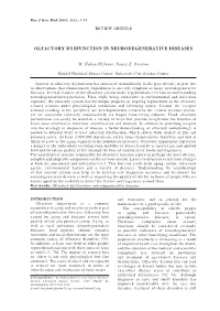 Olfactory Dysfunction in Neurodegenerative Diseases