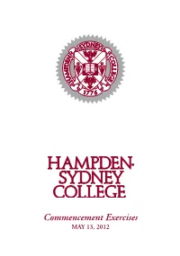 Commencement Exercises MAY 13, 2012