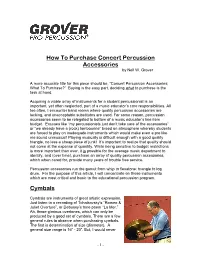 How to Purchase Concert Percussion Accessories Cymbals