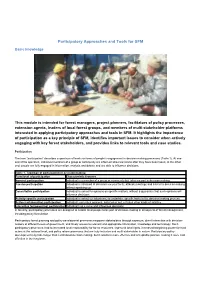 Participatory Approaches and Tools for SFM