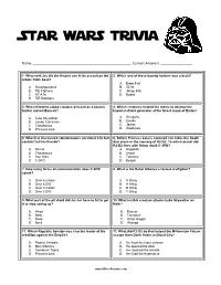 Star Wars Trivia