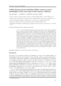 Syllable Sharing and Inter-Individual Syllable Variation in Anna's