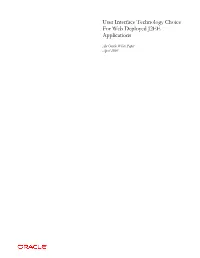 User Interface Technology Choice for Web Deployed J2EE Applications