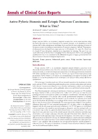 Antro-Pyloric Stenosis and Ectopic Pancreas Carcinoma: What Is This?