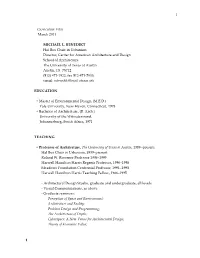 Curriculum Vitae March 2011 MICHAEL L. BENEDIKT Hal Box